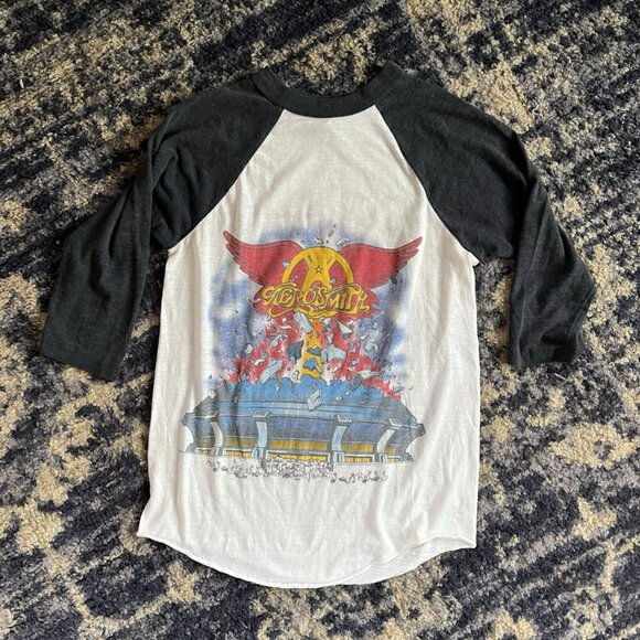 Rare Vtg AEROSMITH 1982 Rock In A Hard Place Tour 3/4 Sleeve Baseball Shirt S - Picture 1 of 7